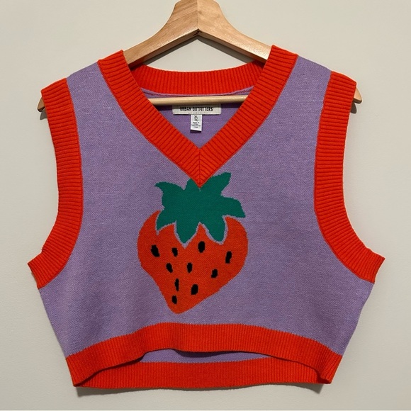 Urban Outfitters Tops - Urban Outfitters Strawberry Cropped Sweater Vest. Size Large NWOT Price Firm